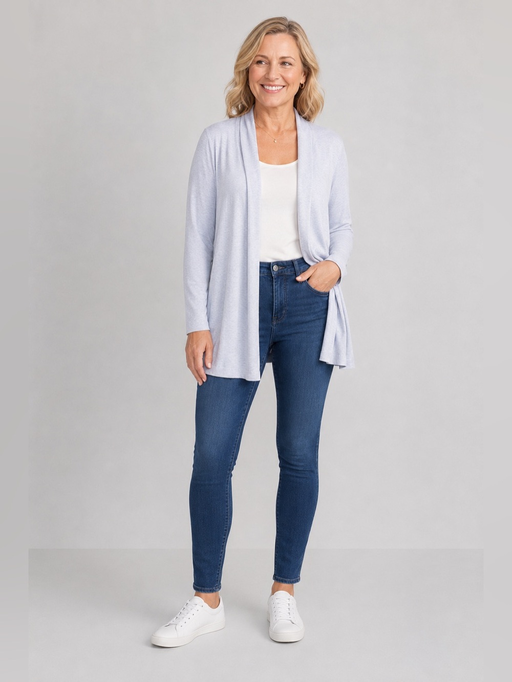 LOFT Light Blue Open Front Long Cardigan Sweater Size L